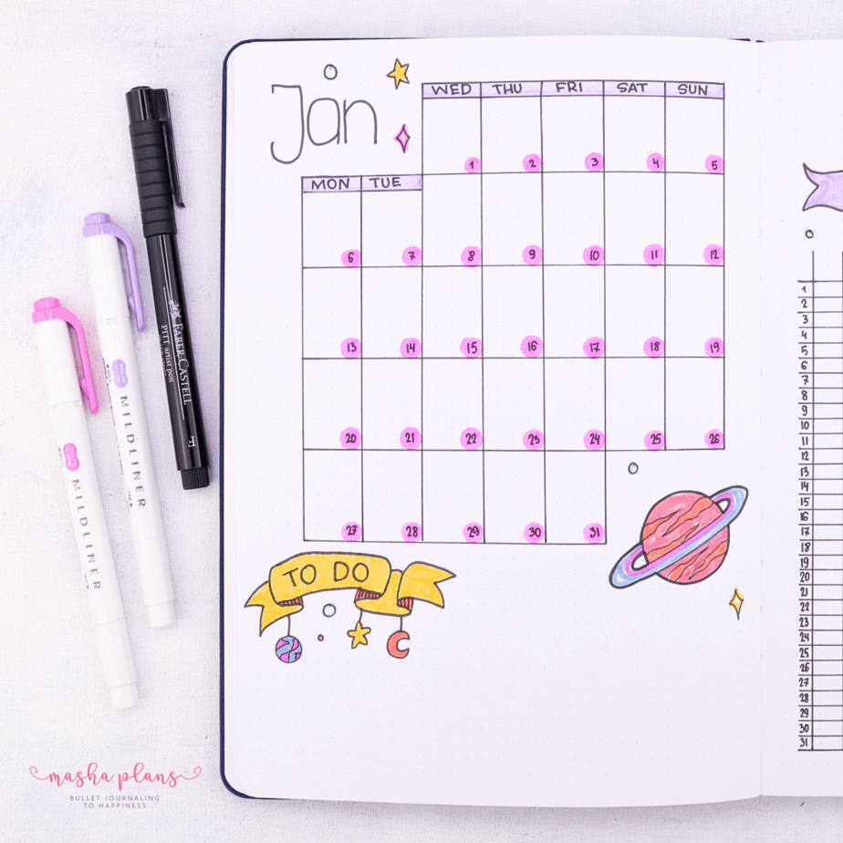 How To Set Up A Bullet Journal: Step By Step Bullet Journal Setup Guide - monthly log | Masha Plans