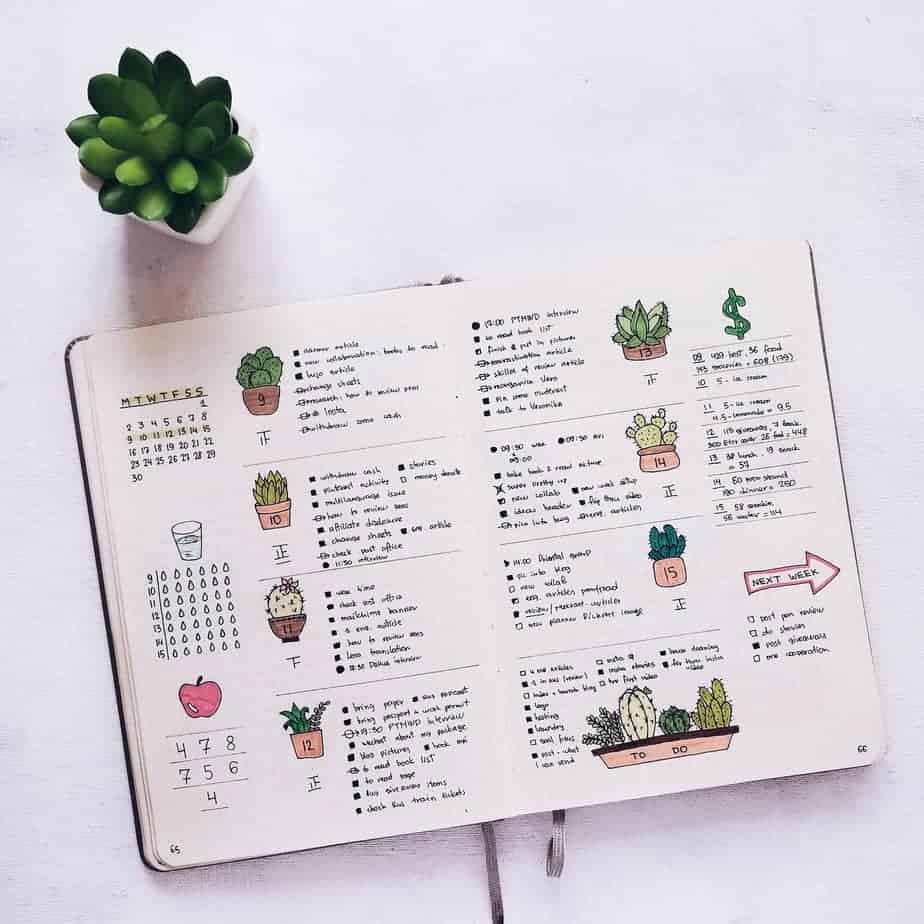 BuJo Page Ideas: weekly spread | Masha Plans