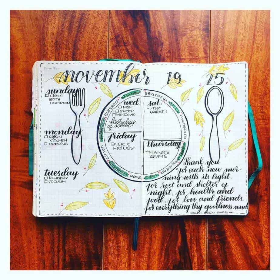 15 Stunning Fall Bullet Journal Theme Ideas, spread by @thesleeplessplanner | Masha Plans