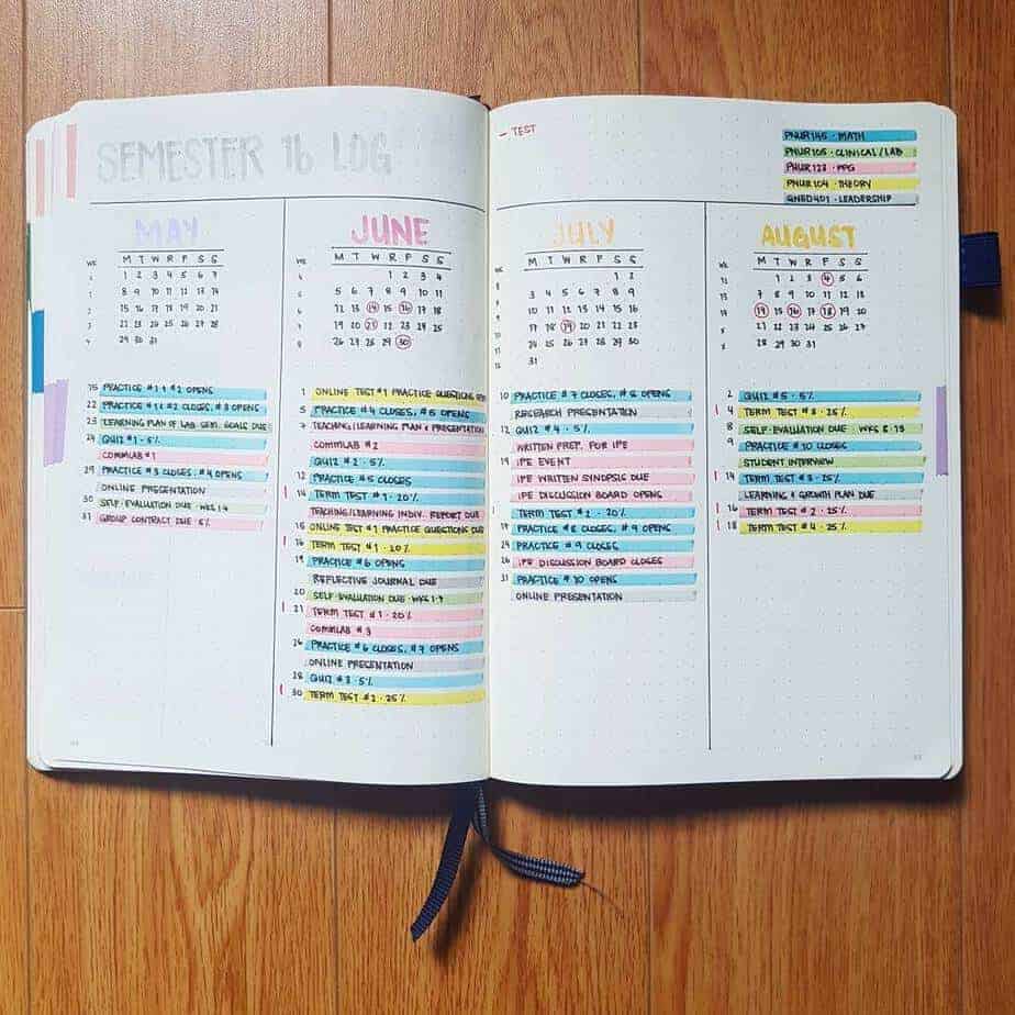 Bullet Journal Page Ideas For School, spread by @bujo.diaries | Masha Plans