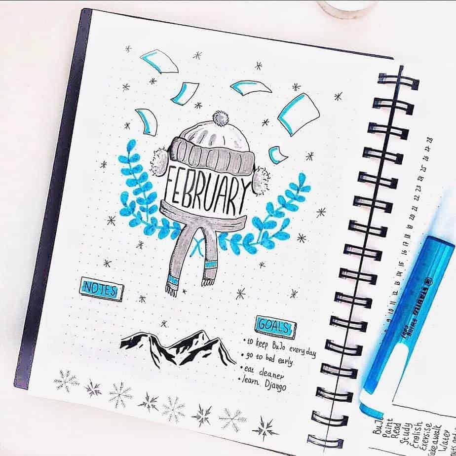 Bullet Journal Theme Ideas: The Ultimate List, spread by @dotted_diary | Masha Plans