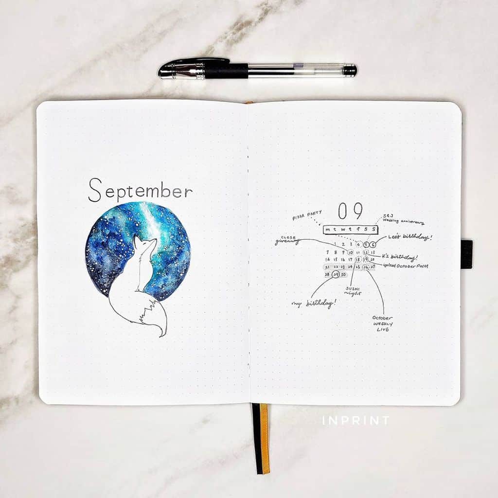 Fall Bullet Journal Theme Ideas - cover page by @inprint.xyz | Masha Plans