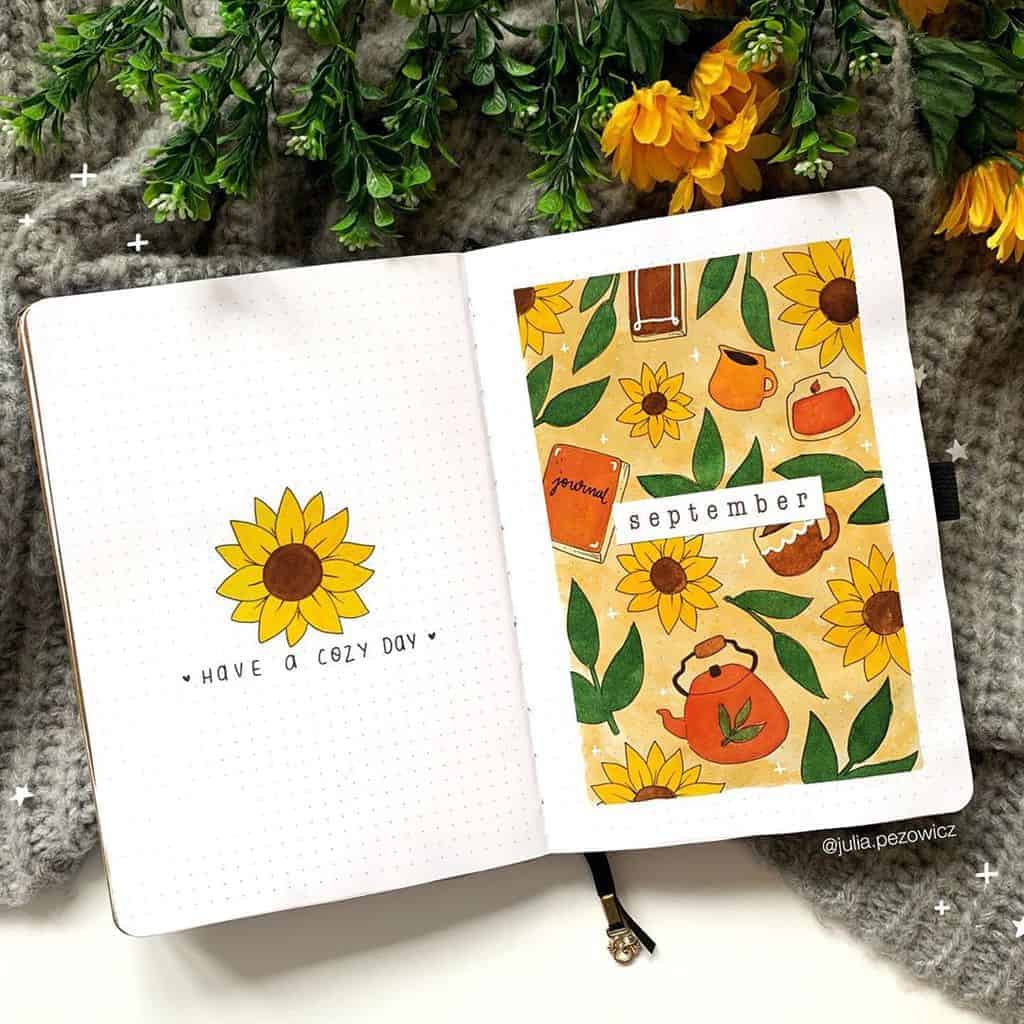 Fall Bullet Journal Theme Ideas - cover page by @julia.pezowicz | Masha Plans
