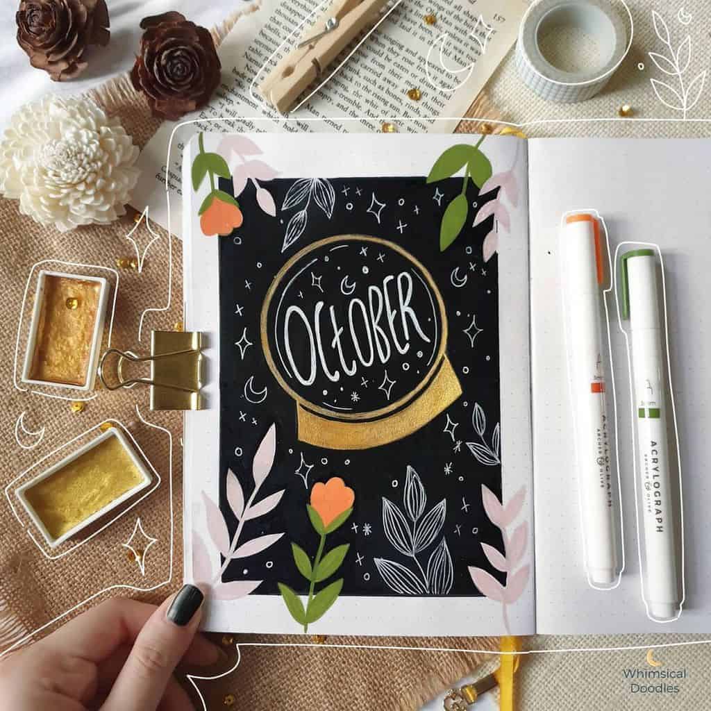 October Bullet Journal Cover Page by @whimsical.doodles | Masha Plans