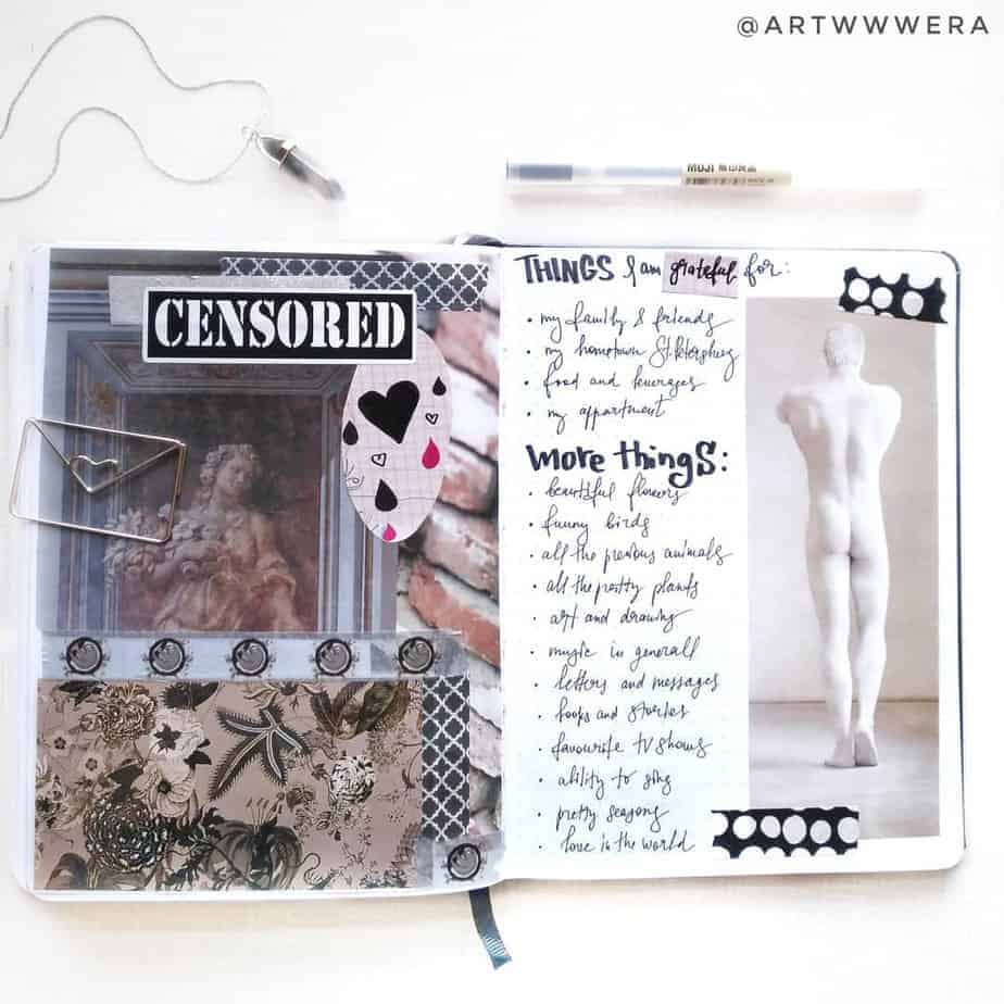5 Simple Bullet Journal Decoration Ideas, spread by @artwwwera | Masha Plans