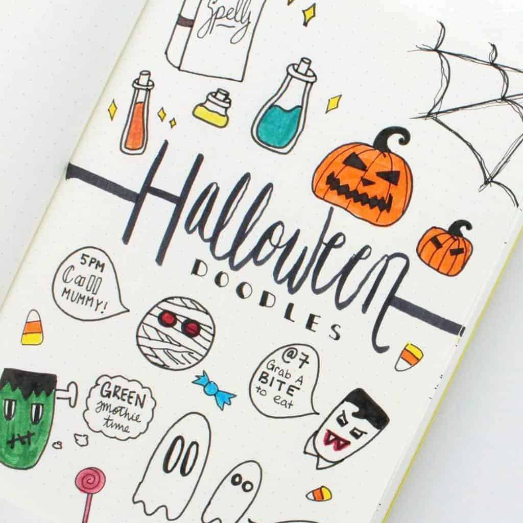 Halloween Bullet Journal Doodles by @caitlinmariedasilva | Masha Plans