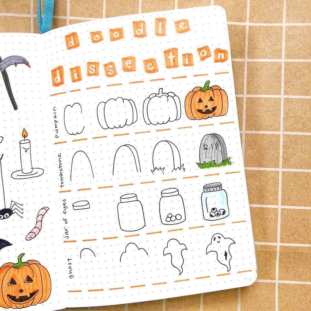 Halloween Bullet Journal Doodles by @creative.juliaaa | Masha Plans