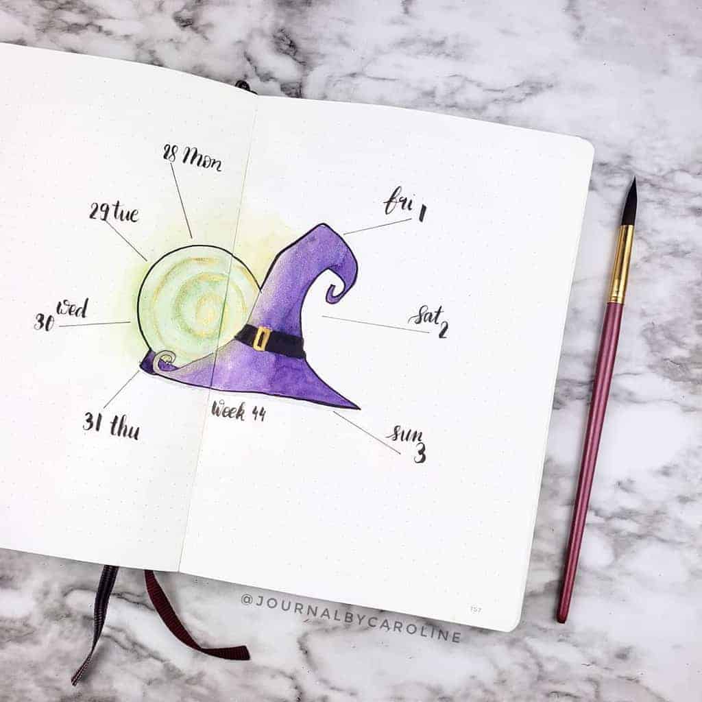 Halloween Bullet Journal Theme Inspirations - weekly spread by @journalbycaroline | Masha Plans