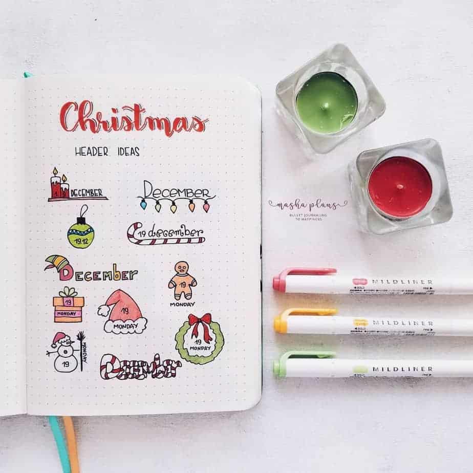 Cutie Little Christmas Bullet Journal Ideas | Masha Plans