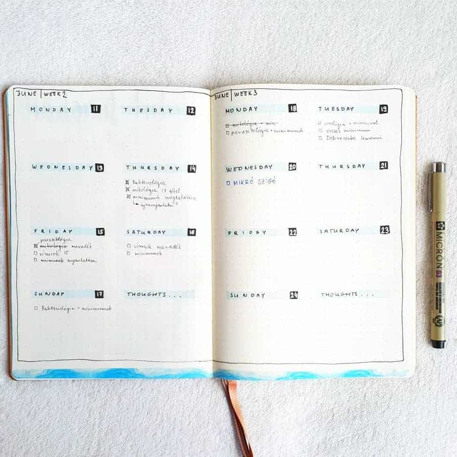 Minimalist Bullet Journal Weekly spread vy @studyclinic | Masha Plans