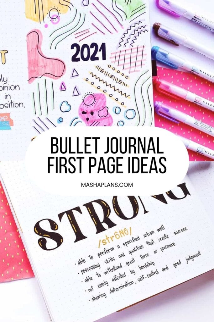 Creative Bullet Journal First Page Ideas