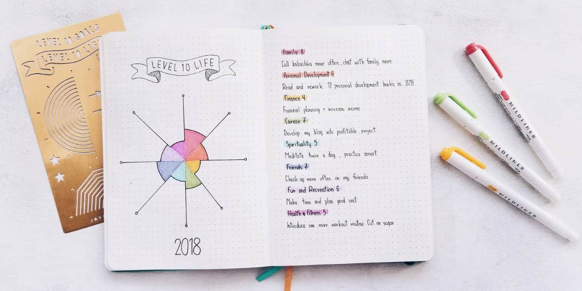 Set Your Goals With Level 10 Life In Your Bullet Journal - My Spread | Masha Plans