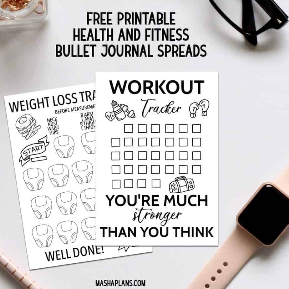 51+ Health And Fitness Bullet Journal Page Ideas | Masha Plans