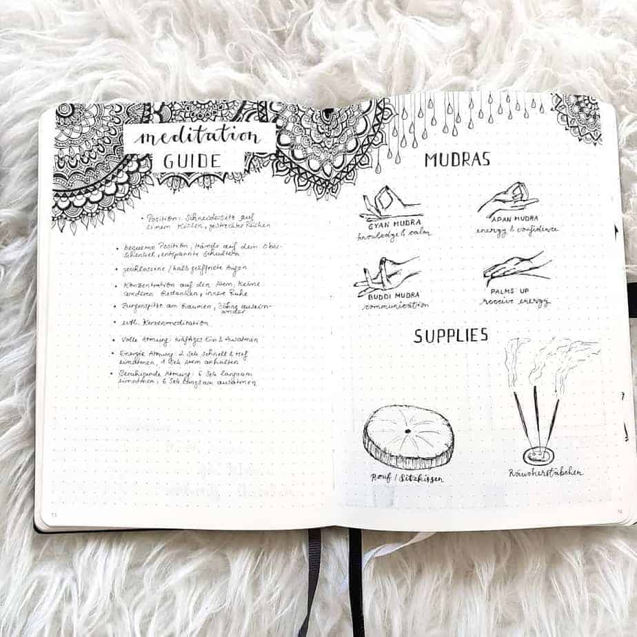Meditation spread by @bulletjournalbymarieke | Masha Plans