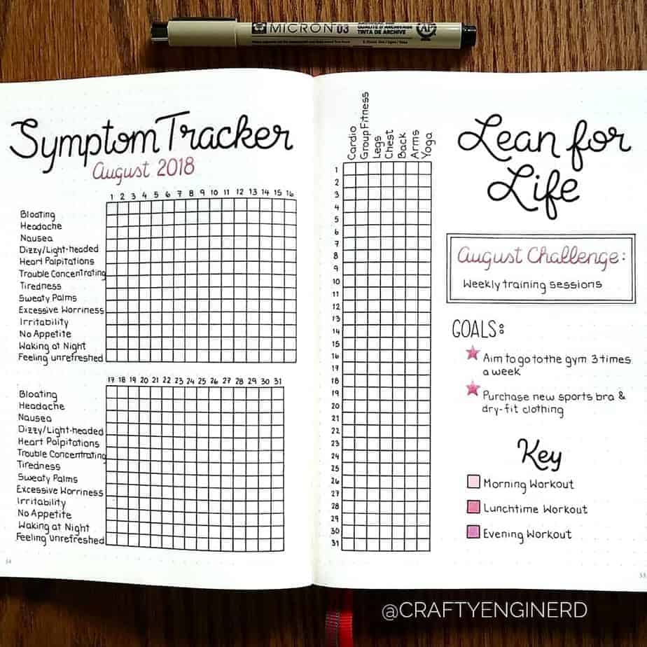 Symptoms Bullet Journal Tracker by @craftyenginerd | Masha Plans