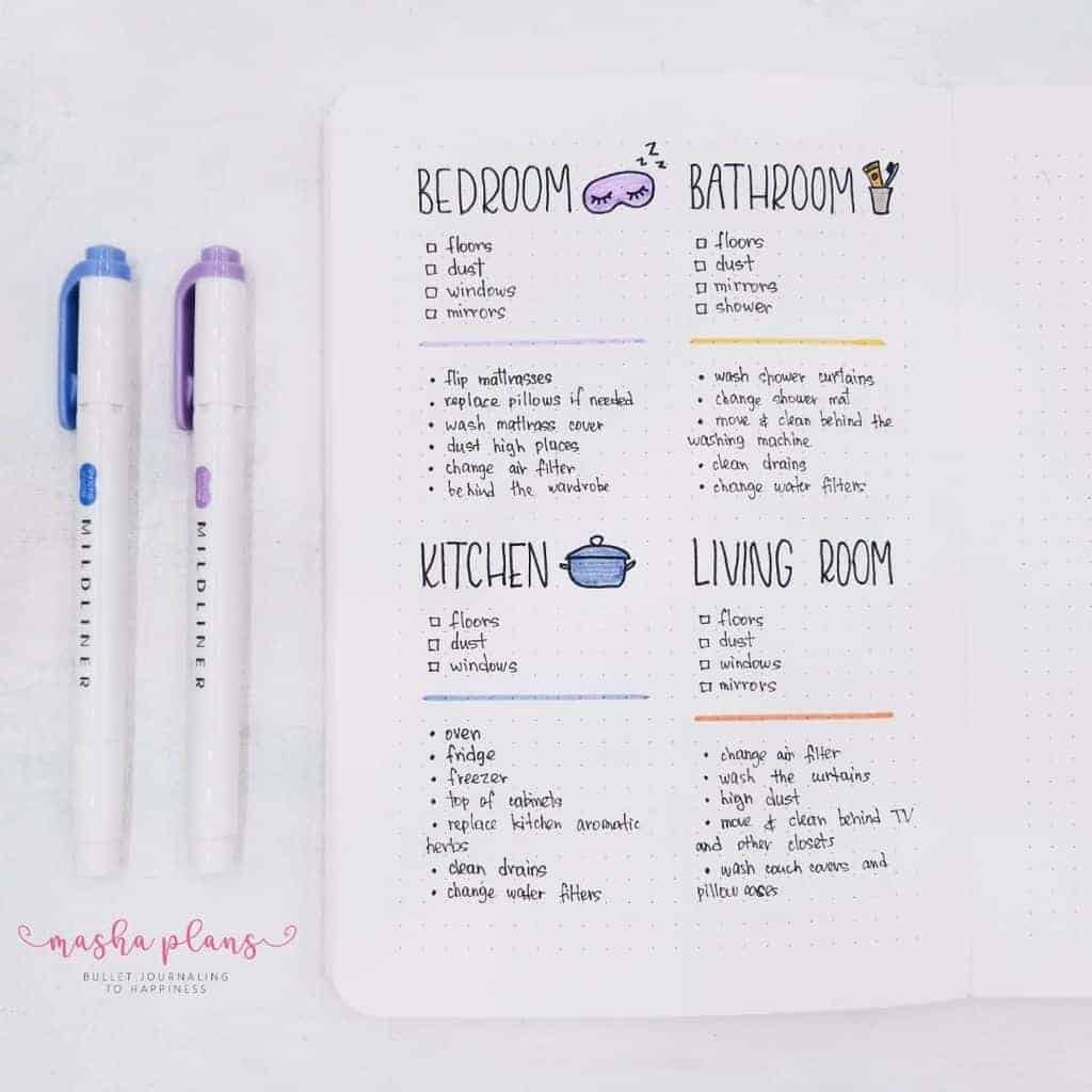 How To Tackle Spring Cleaning In Your Bullet Journal | Masha Plans