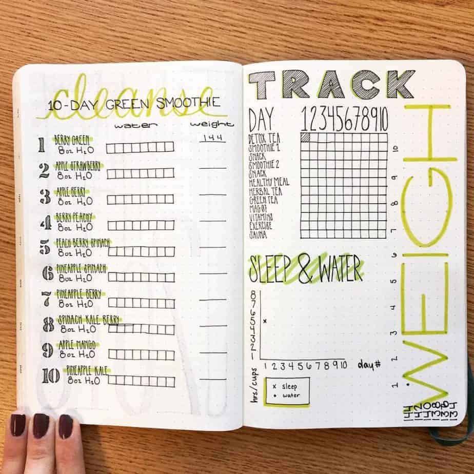 Health Challenge spread by @stl_bujo | Masha Plans