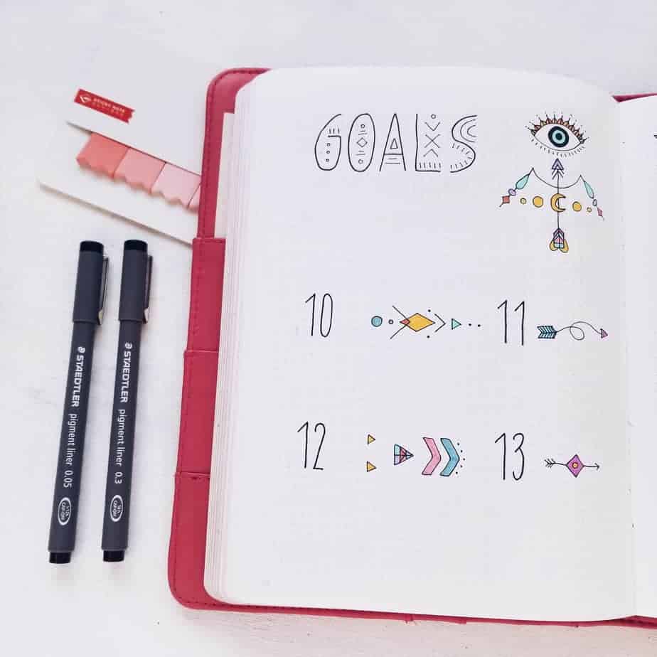 Boho Bullet Journal Theme Inspirations - Monthly Goals | Masha Plans