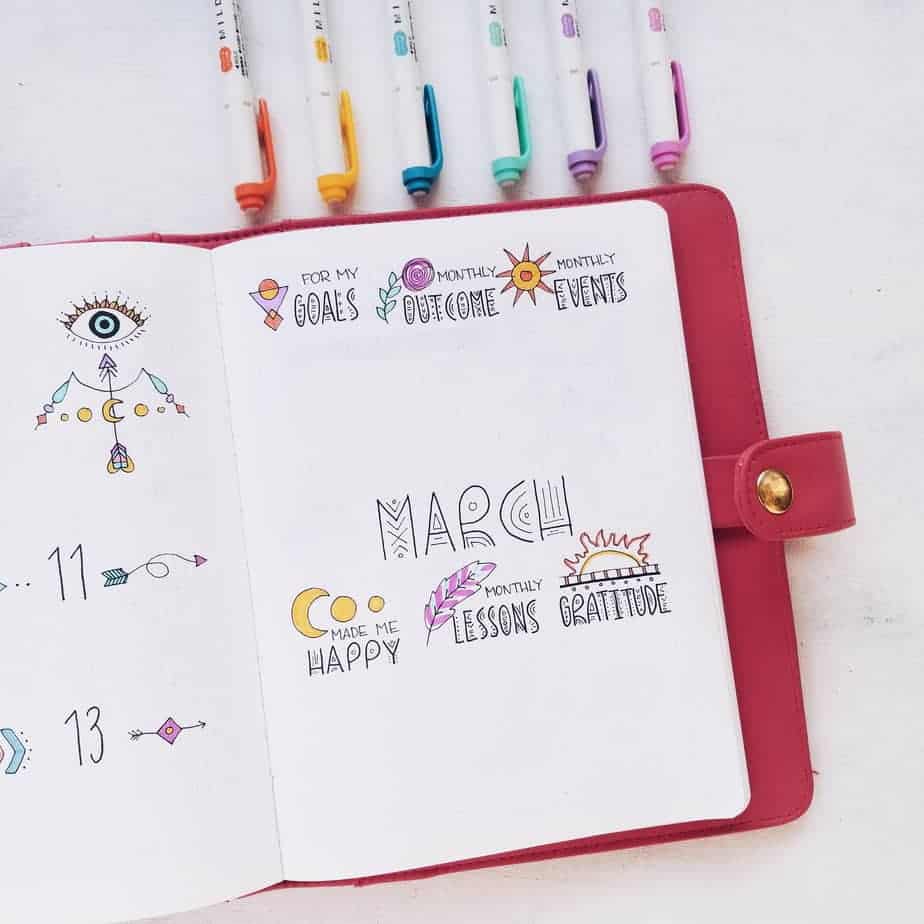 Boho Bullet Journal Theme Inspirations - Monthly Review | Masha Plans