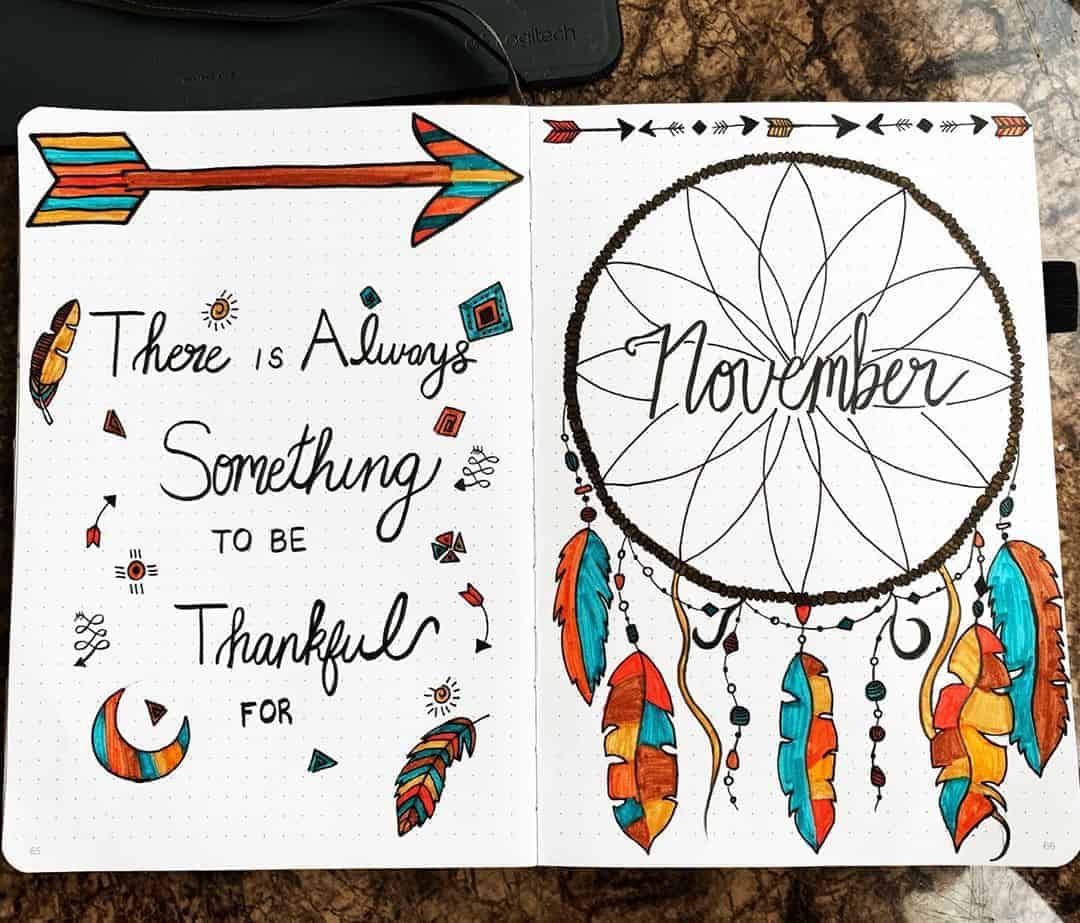 Boho Bullet Journal Theme Inspirations - spread by @bees_arthive | Masha Plans