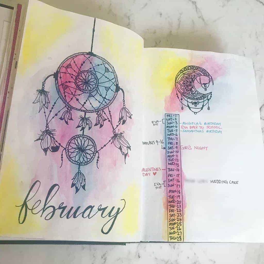 Boho Bullet Journal Theme Inspirations - spread by @bujo_by_annalee | Masha Plans