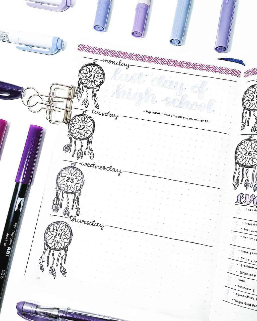 Boho Bullet Journal Theme Inspirations - spread by @bulletbycait | Masha Plans