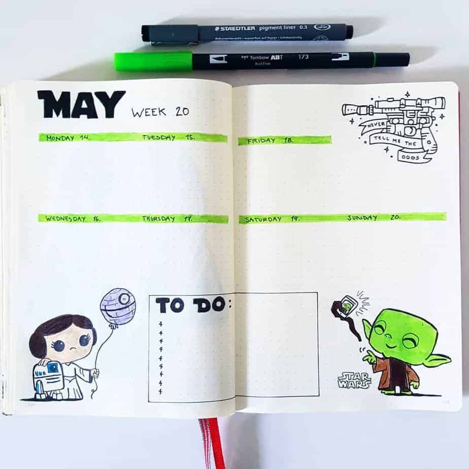 Star Wars Themed Bullet Journal Page by @thenorthernplanner