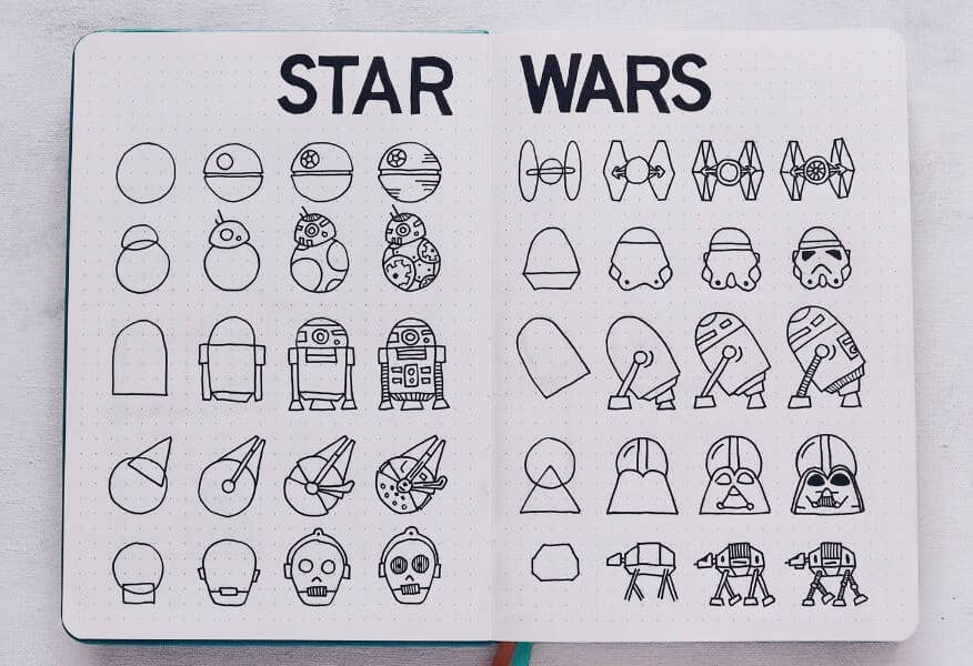 Out Of This World Star Wars Bullet Journal Theme Ideas, Star Wars Doodles | Masha Plans
