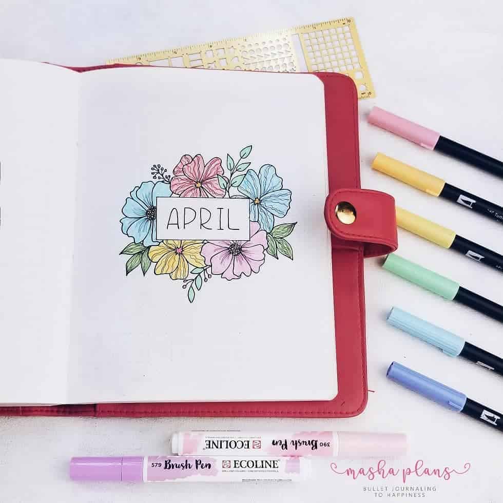 Floral Bullet Journal Setup - cover page | Masha Plans