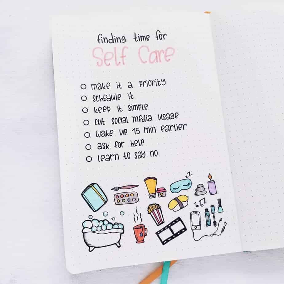 23 Inspirational Self Care Bullet Journal Page Ideas: Finding Time For Self Care | Masha Plans