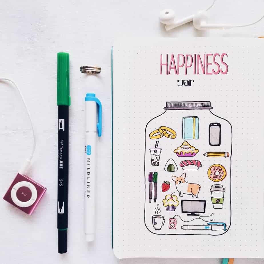 23 Inspirational Self Care Bullet Journal Page Ideas: Happiness Jar | Masha Plans