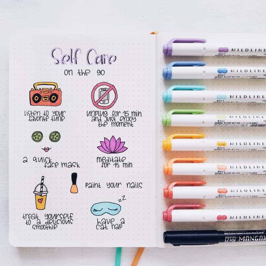 First ever Bullet Journal - Self Care Page for a healthy and compassionate  2022 : r/bulletjournal