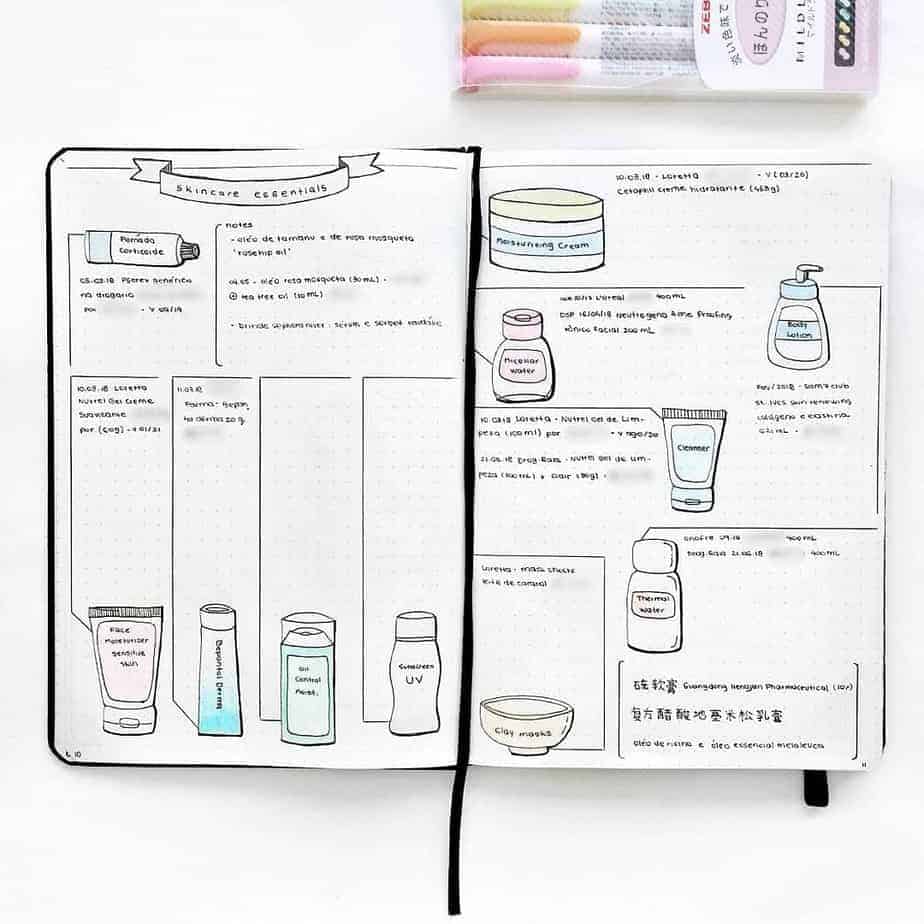 23 Inspirational Self Care Bullet Journal Page Ideas: Skin Care Spread | Masha Plans