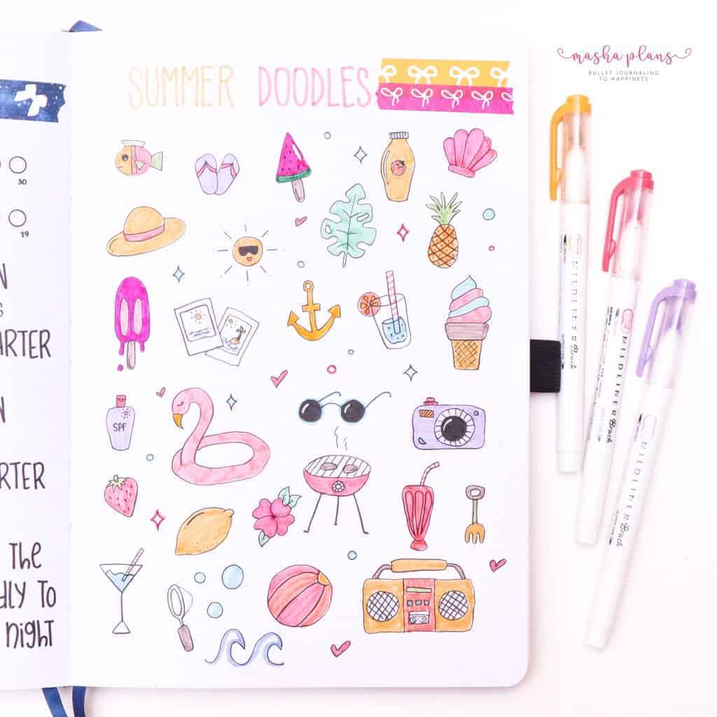 Summer Bullet Journal Doodles | Masha Plans