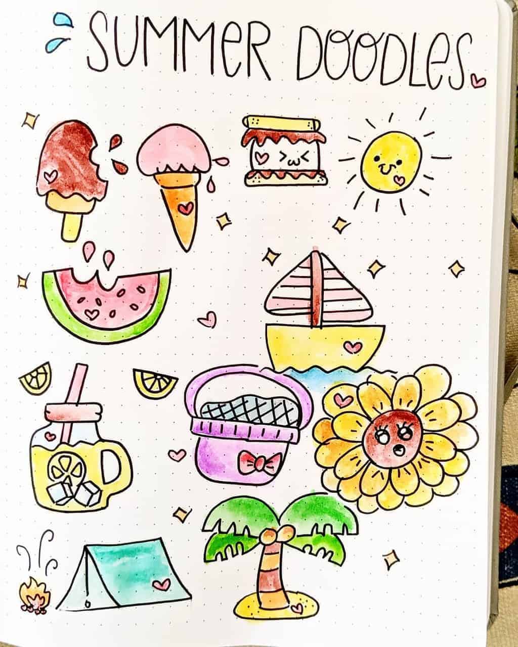 15+ Simple and Fun Summer Bullet Journal Doodles | Masha Plans