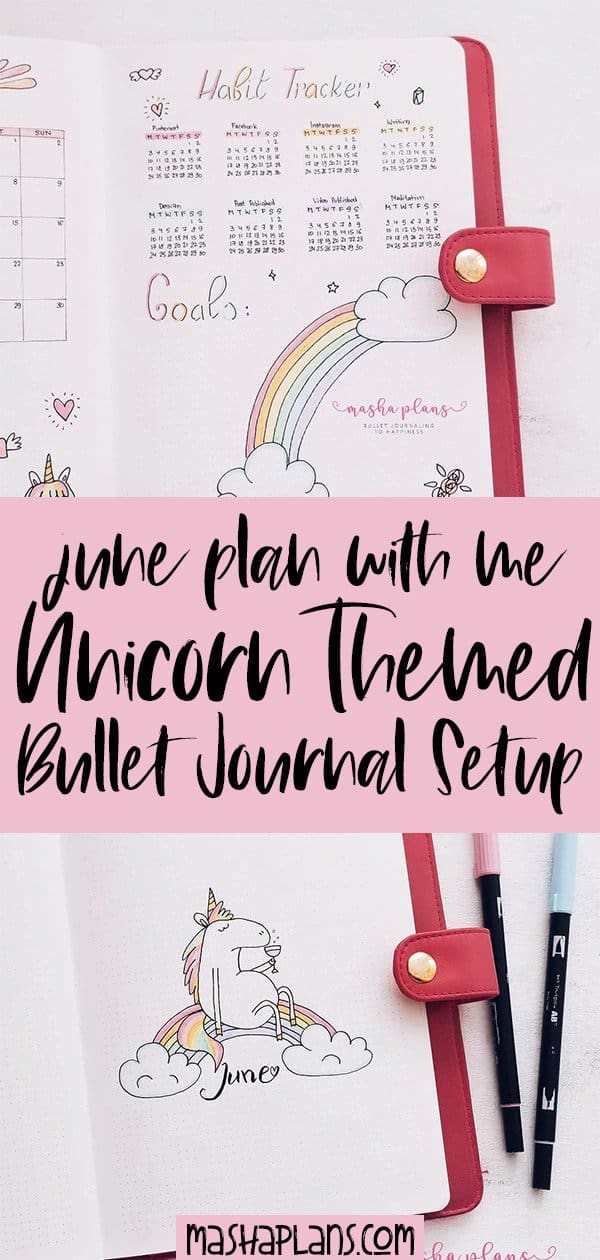 Unicorn Bullet Journal Setup: June Plan With Me | Masha Plans