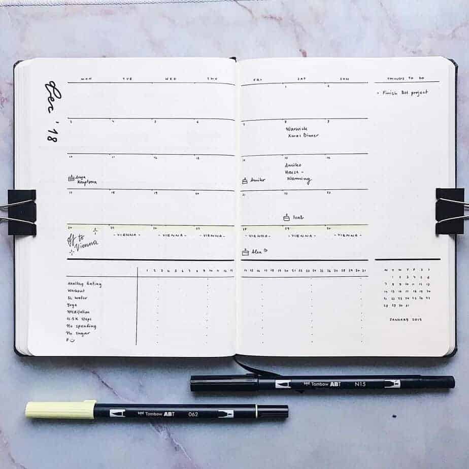 How To Bullet Journal When You Don't Have Time, spread by @organisedhustler | Masha Plans