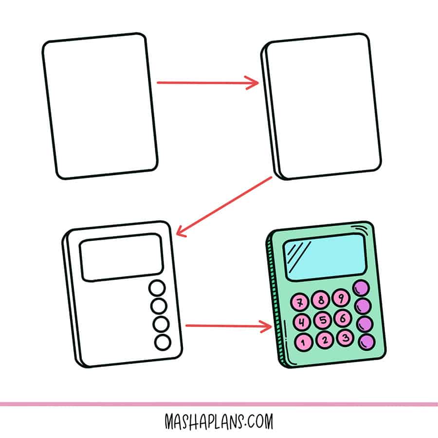 Step-by-step tutorials on how to doodle a calculator