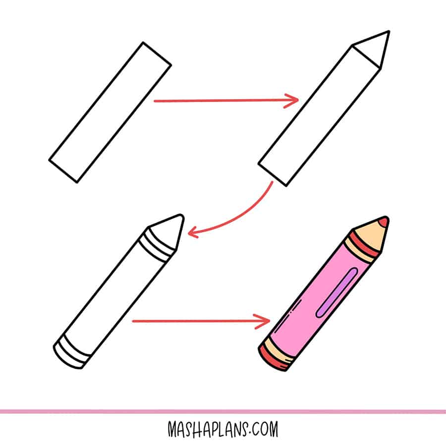 Step-by-step tutorials on how to doodle a crayon