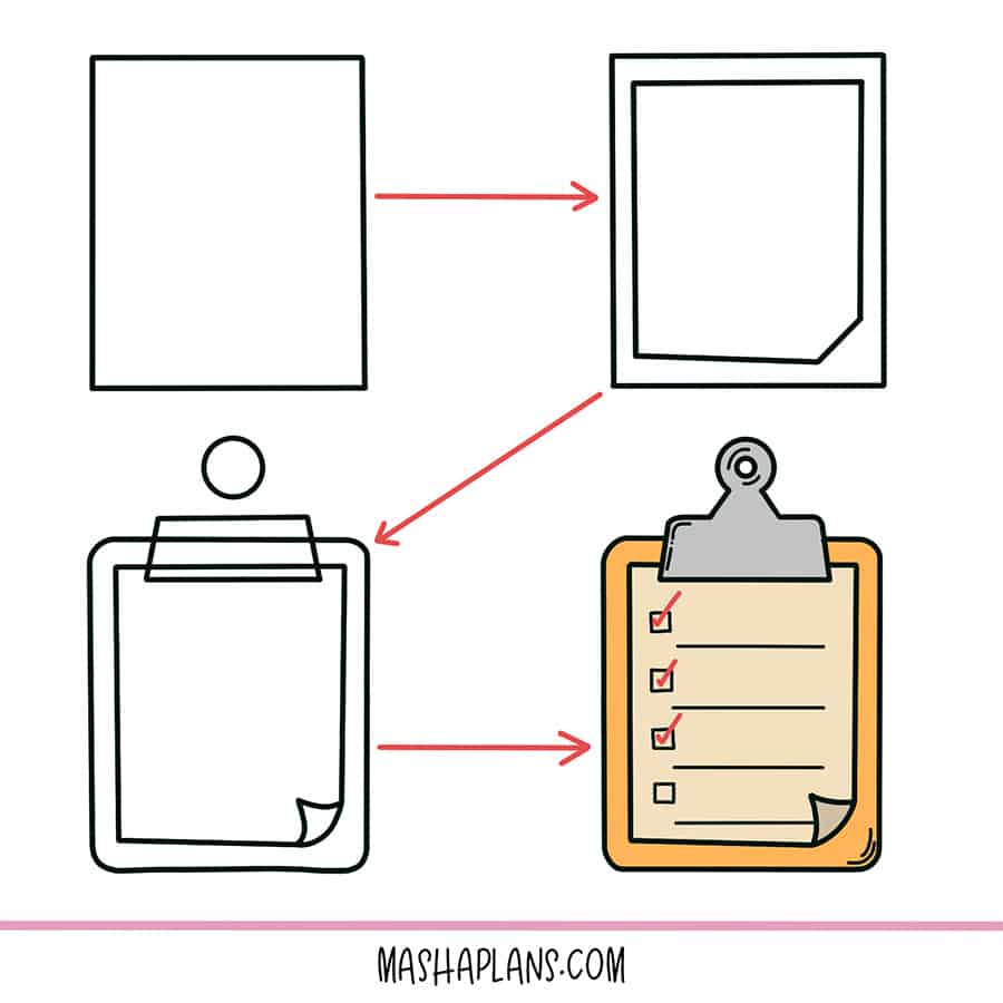 Step-by-step tutorials on how to doodle a memo pad