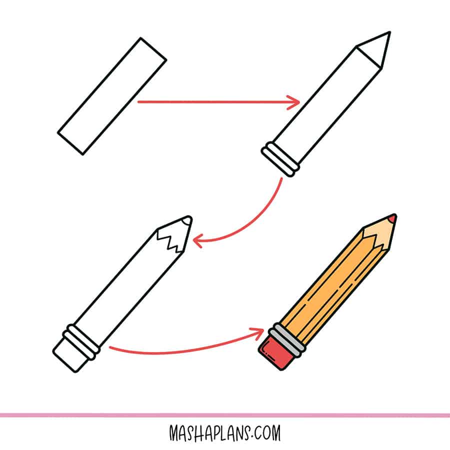 Step-by-step tutorials on how to doodle a pencil