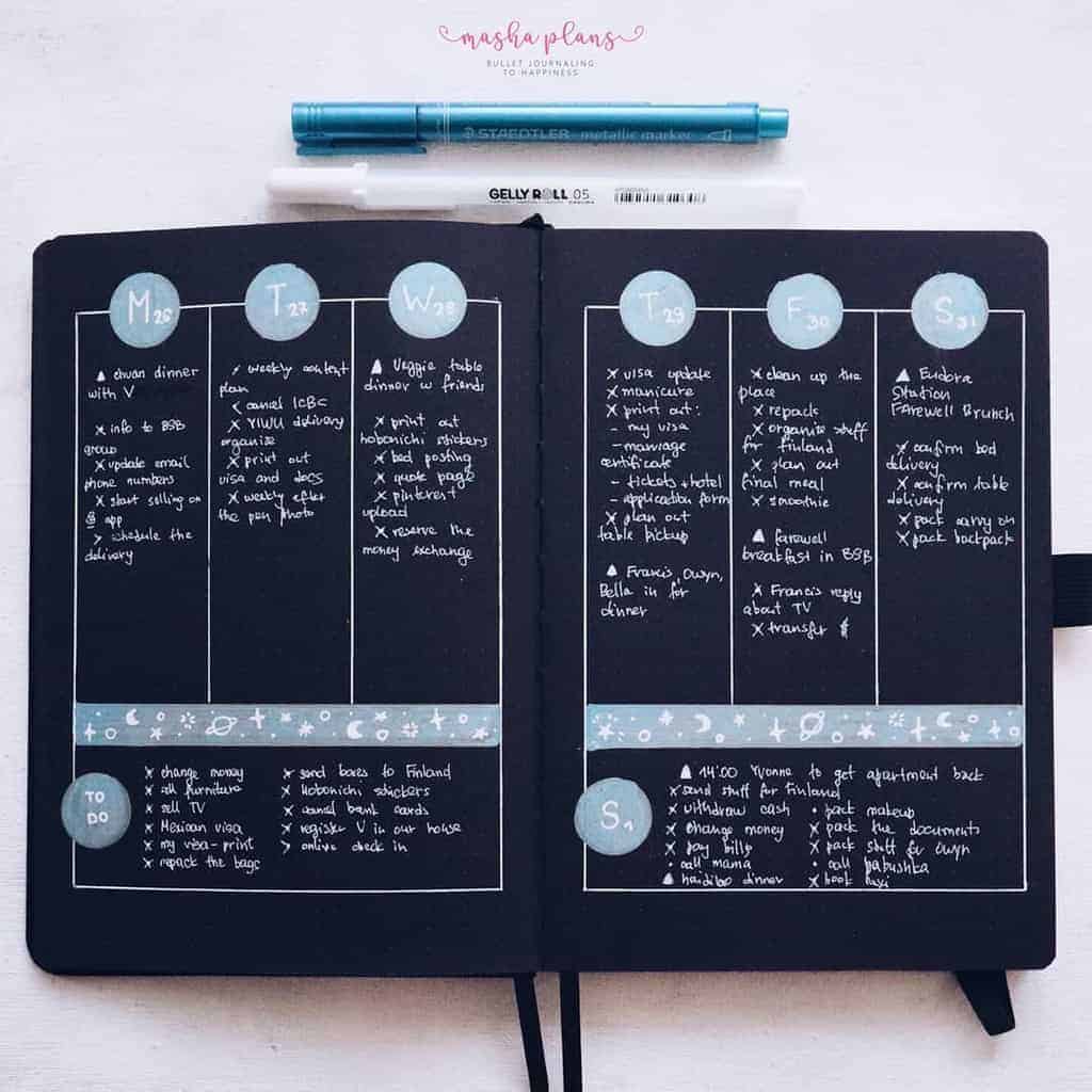 Blackout Book and JUST TWO Pens | August Plan With Me - weekly log | Masha Plans
