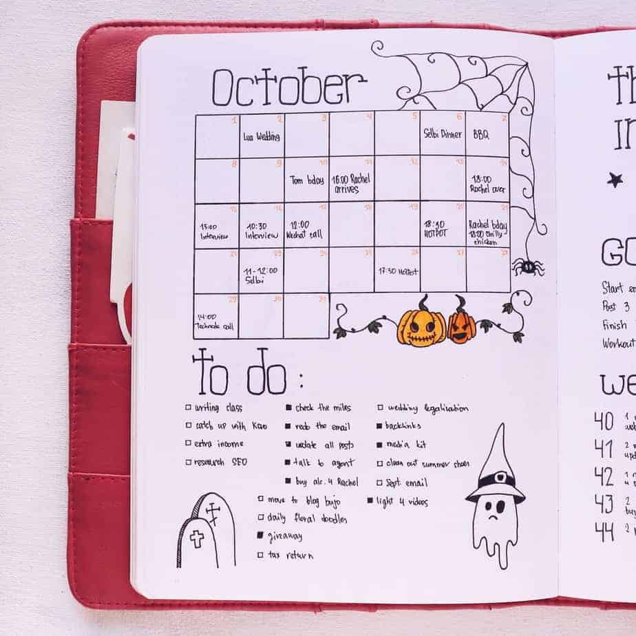 October Bullet Journal Setup, Monthly Log | Masha Plans