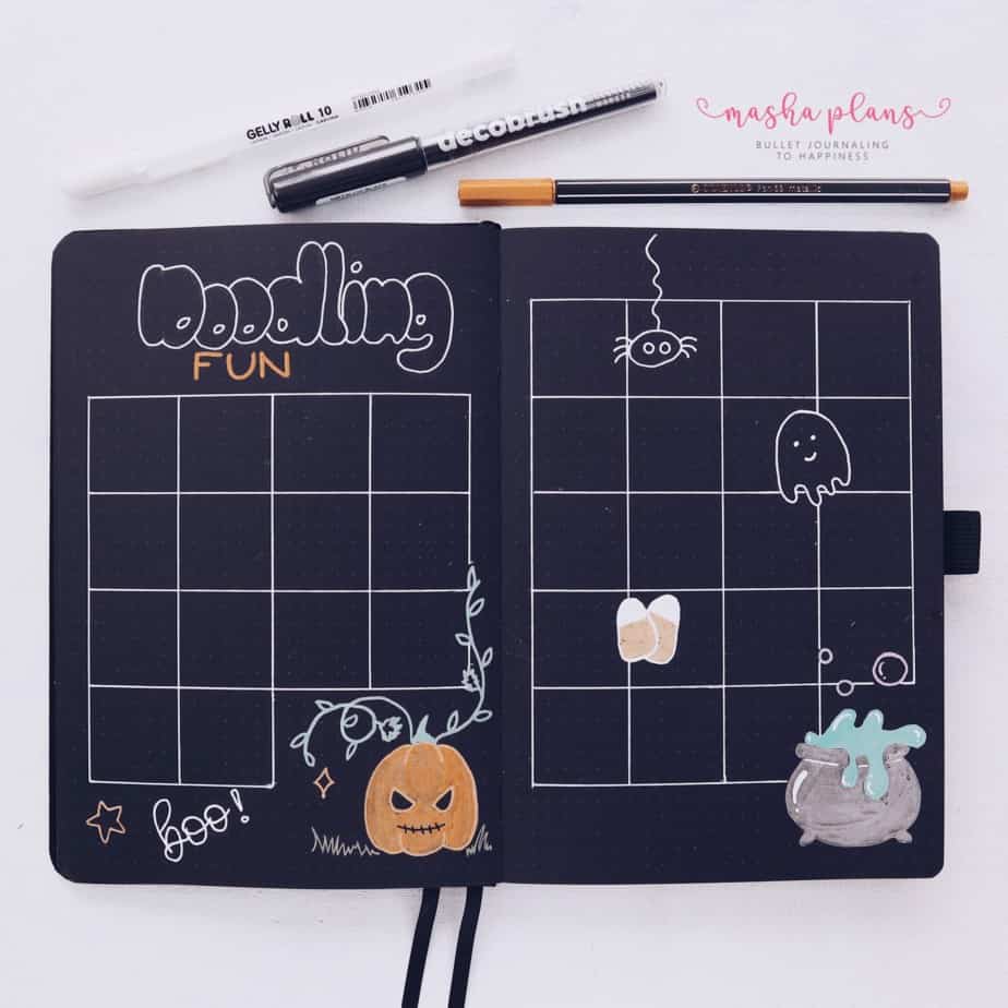 Halloween Bullet Journal Setup | October Plan WIth Me, Doodling | Masha Plans