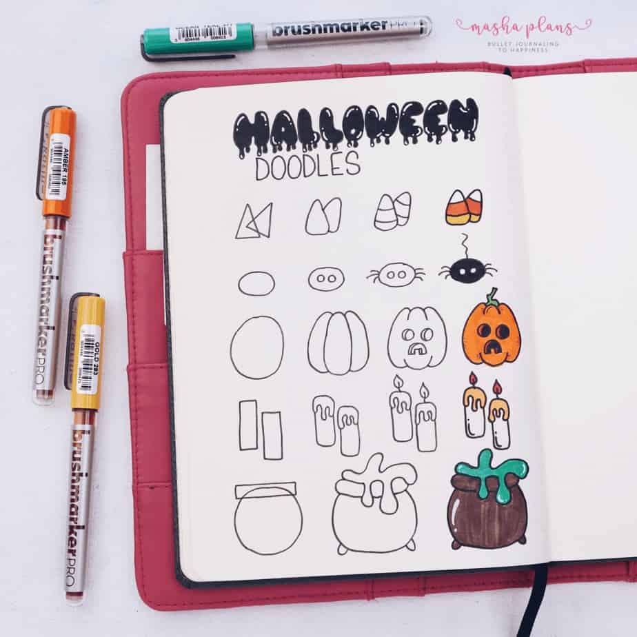 Halloween Bullet Journal Setup | October Plan WIth Me, Halloween Doodles | Masha Plans