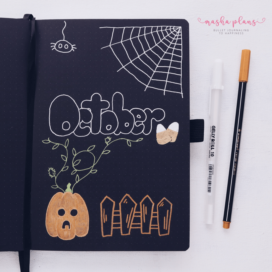 Halloween Bullet Journal Setup | October Plan WIth Me, Cover Page | Masha Plans
