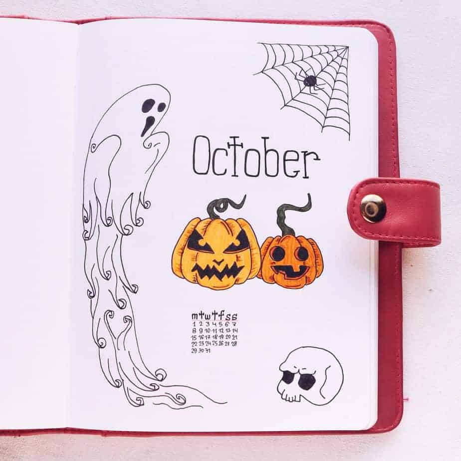 October Bullet Journal Setup, Cover Page| Masha Plans