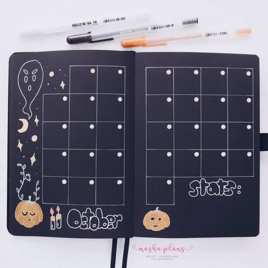 Halloween Bullet Journal Setup | October Plan WIth Me, Monthly Log | Masha Plans
