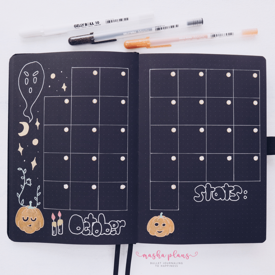 Halloween Bullet Journal Setup | October Plan WIth Me, Monthly Log | Masha Plans