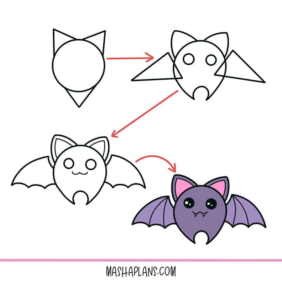 Step By Step Doodling Tutorial - how to doodle a bat | Masha Plans